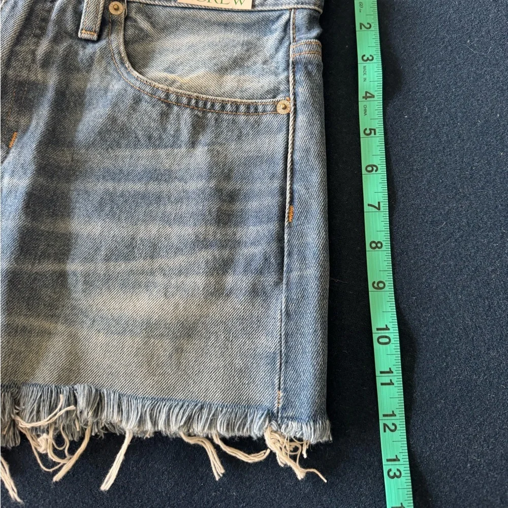 J. Crew “ relaxed fit” Blue Jean Shorts Distressed Cut-Off Style- see pi 4 deets